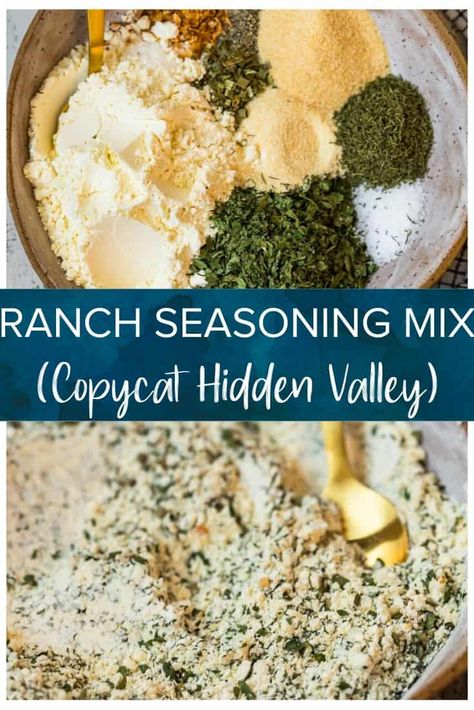 Diy Ranch Dressing, Hidden Valley Ranch Recipes, Ranch Seasoning Recipes, Homemade Ranch Dip, Homemade Ranch Seasoning, Homemade Dry Mixes, Dry Ranch Seasoning, Ranch Seasoning Mix, Ranch Dressing Recipe