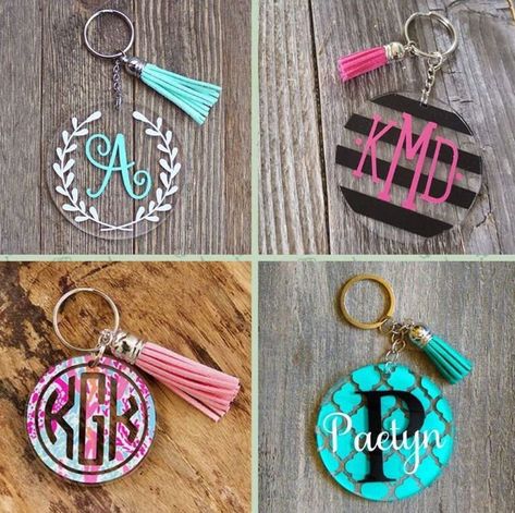 Leather Tassel Keychain, Keychain Craft, Acrylic Keychains, Tassel Keychain, Keychain Design, Suede Tassel, Diy Cricut, Keychain Set, Acrylic Keychain