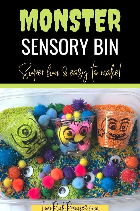 Monster Sensory Bin, Monster Theme Classroom, Sensory Activities For Preschoolers, Halloween Activities Preschool, Monster Activities, Toddler Themes, Idea For Halloween, Halloween Sensory, Monster Crafts