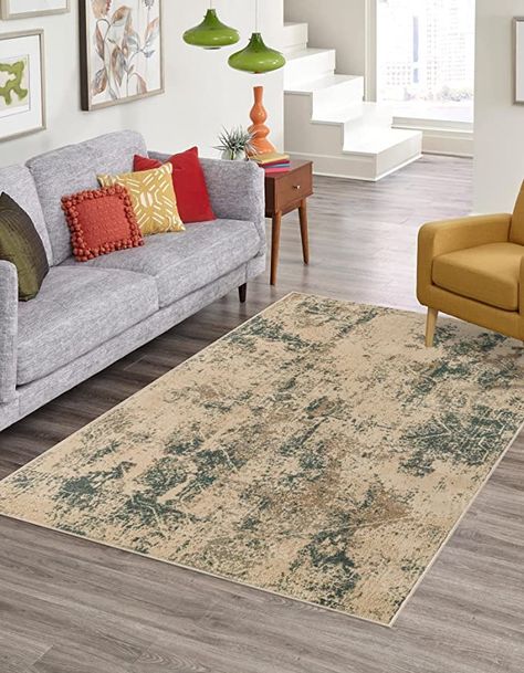 Amazon.com: Unique Loom Tuareg Collection Vintage Distressed Traditional Area Rug, 9 x 12 ft, Beige/Green : Everything Else All Modern Rugs, Urban Rustic, Rugs Uk, Bed In Living Room, Modern Kilim, Unique Loom, Modern Traditional, Rugs Size, Modern Room