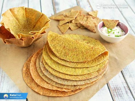 This grain-free dough is so versatile! Perfect for tortilla bowls, tacos shells, nachos, breadsticks and even pizza crust. You won't even know it's low-carb! #keto #lowcarb #paleo #snacks #vegan #vegetarian Paleo Tortillas, Keto Tortillas, Taco Shells, Paleo Bread, Low Carb Tortillas, Lchf Recipes, Taco Stuffed Shells, Low Carb Eating, Keto Paleo