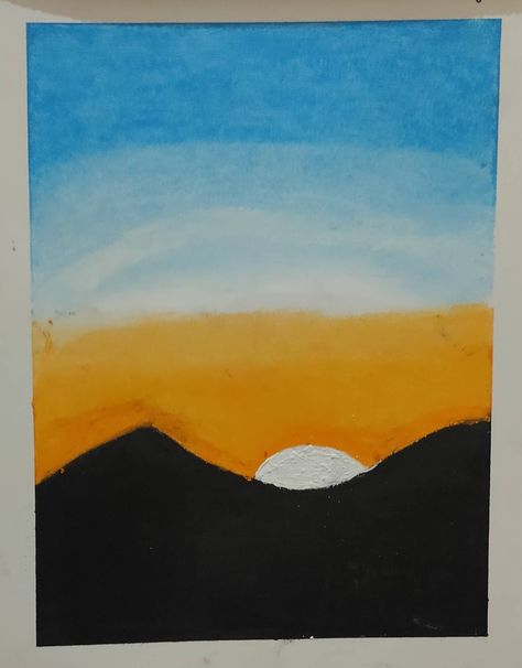 Sunrise Drawing Oil Pastel, Oil Paster Easy Drawing, Impressionism Drawing Easy, Impressionism Painting Easy, Impressionism Art Easy To Draw, Impressionism Art Easy Oil Pastel, Sunrise Oil Pastel, Oil Pastel Paintings For Beginners, Easy Oil Pastel Art For Beginners