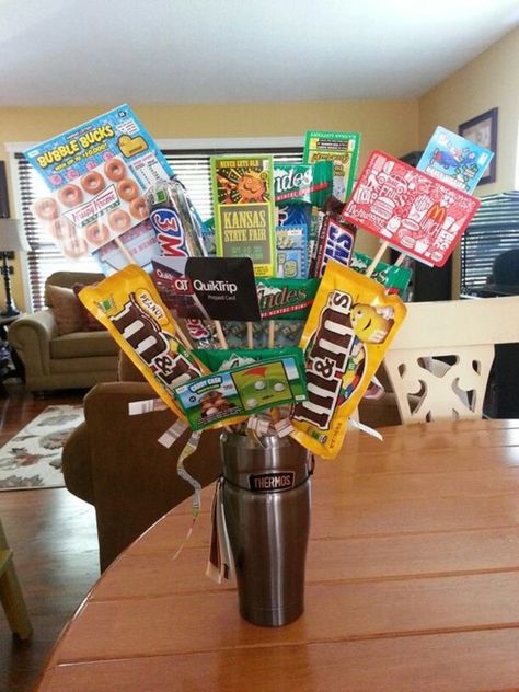 Brother In Law Birthday Gift, Birthday Gifts For Brother In Law, Diy Gifts For Brother In Law, 40th Birthday Gift For Brother, Brother Birthday Present Ideas, Brother In Law Gifts, Lottery Ticket Bouquet, Gifts For Brother In Law, Bottles Of Alcohol