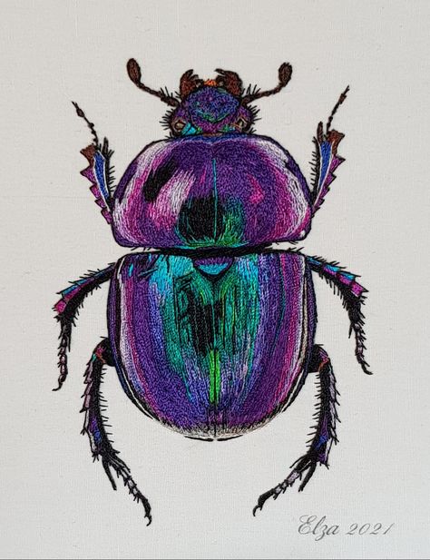 Bug Embroidery Pattern, Beetles Illustration, Embroidery Beetle, Embroidery Bugs, Embroidered Beetle, Insects Embroidery, Beetle Embroidery, Bug Embroidery Designs, Bug Embroidery