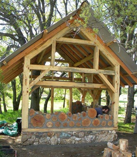 Cordwood Homes, Timber Frame Plans, Cord Wood, Log Cabin Ideas, Cabin Tiny House, Tiny Cottage, Cob House, Natural Building, Diy Shed