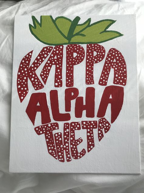 Theta Painting Canvases, Kappa Alpha Theta Art, Kappa Alpha Theta Painting, Sorority Canvas Ideas Easy, Big Little Paintings Canvases, Sigma Kappa Canvas Paintings, Cute Sorority Paintings, Strawberry Sorority, Kappa Alpha Theta Graphic