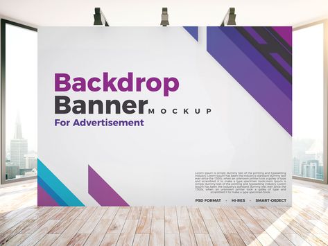 Free-Backdrop-Banner-Mockup-PSD-For-Indoor-Advertisement Backdrop Panggung, 8 Anniversary, Backdrop Template, Tradeshow Banner Design, Conference Banners, Tradeshow Banner, Futsal Football, Banner Mockup, Art Banner