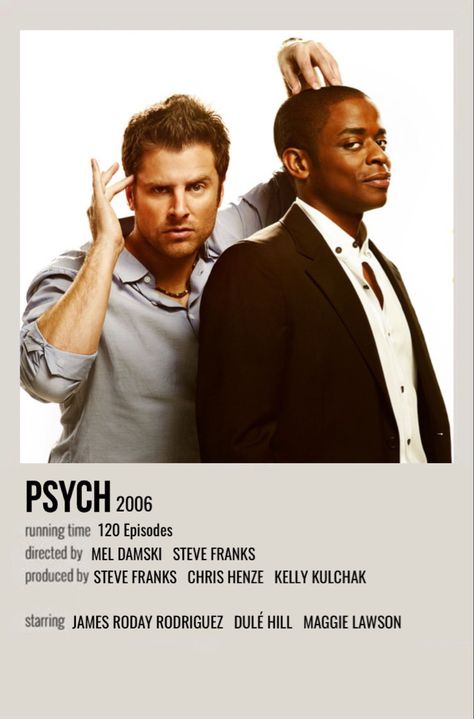 minimal polaroid series poster for psych Psych Movie, Steve Franks, James Roday, Psych Tv, Series Poster, Film Posters Minimalist, Detective Fiction, Polaroid Poster, Movie Poster Wall