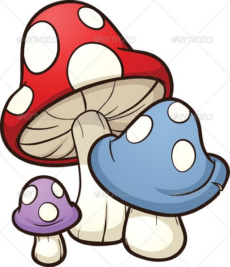 Cute cartoon mushrooms. Vector clip art illustration with simple gradients. Each on a separate layer. EPS 10 file included. Cartoon Mushrooms, Smurfs Drawing, Cartoon Mushroom, Mushroom Drawing, Mushroom Art, Art And Illustration, Art Drawings Simple, Cartoon Drawings, Art Illustration