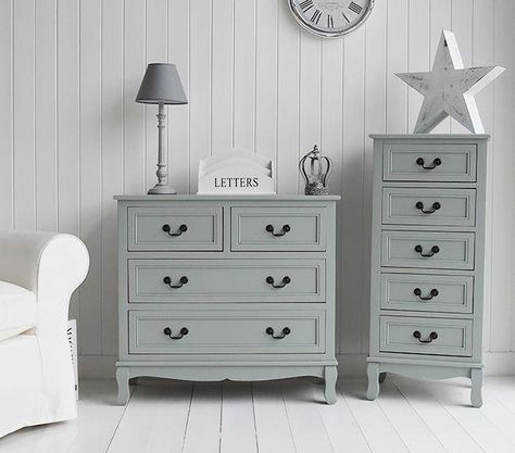 Berkeley grey chest of drawers furniture for bedroom, living, hall and bathroom. Grey painted furniture. #bedroomfurniture Grey Painted Furniture, Grey Chest Of Drawers, Chalk Furniture, Grey Bedroom Furniture, Painted Bedroom Furniture, Diy Ikea Hacks, Diy Ikea, Grey Bedroom, Grey Furniture