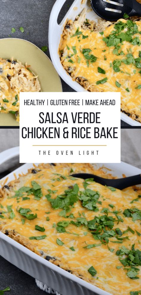 Healthy Salsa, Chicken Rice Bake, Verde Chicken, Rice Bake, Salsa Verde Chicken, Chicken And Brown Rice, Sport Nutrition, Healthy Casseroles, Chicken And Rice