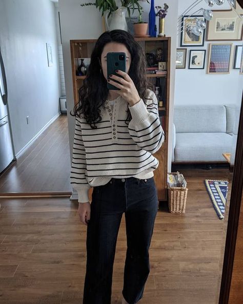 Sezane Leontine, Modern Fall, Balloon Sleeves, Rib Cage, Stripe Sweater, Sweater Outfits, Stripes, My Style, Outfit Inspo