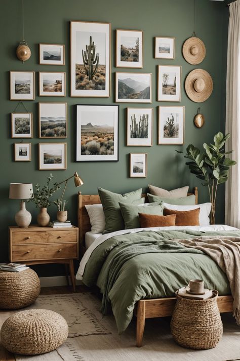 20 Sage Green Boho Style Bedroom Ideas That Rock – ToolzView Room Decor Green Walls, Green Accent Wall Bedroom, Sage Green Bedroom Decor, Rome Ideas, Boho Style Bedroom Ideas, Sage Room, Style Bedroom Ideas, Sage Bedroom, Green Bedroom Decor