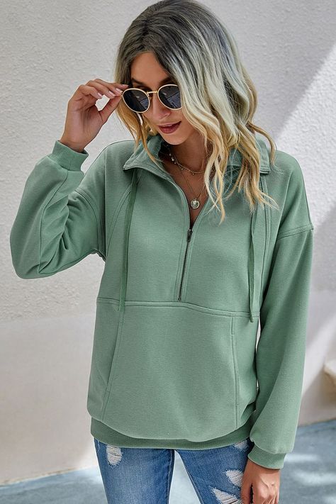 Stylish Tops For Women, Dye Sweatshirt, Trendy Tops For Women, Dropped Shoulder Sweatshirt, Trendy Fashion Tops, Fashion Hoodies, Green Long Sleeve, Tie Dye Sweatshirt, Women Long Sleeve Tops