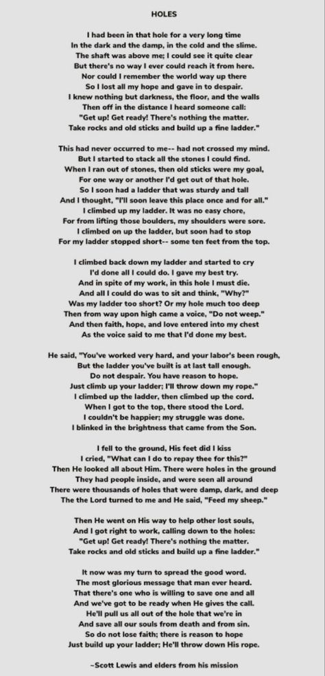 Poem by Scott Lewis Holes Poem Lds, Holes By Scott Lewis, Holes Poem Scott Lewis, Holes Poem, Spoken Poetry English, Lds Poems, Church Poems, Improve Relationship, Religious Poems