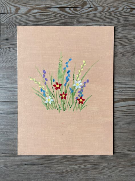 Easy Wild Flower Painting, Easy Wildflower Painting Acrylic, Simple Flower Painting Ideas On Canvas, Easy Painting Ideas Flowers, Simple Flower Painting Easy, Flower Painting Acrylic Easy, Easy Flower Paintings For Beginners, Easy Painted Flowers, Small Flower Painting