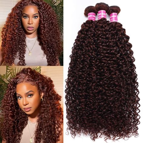 Curly Sew In Weave, Curly Sew In, Sew In Extensions, Remy Human Hair Weave, Auburn Brown, Curly Weave Hairstyles, Curly Hair Extensions, Remy Hair Weave, Copper Red