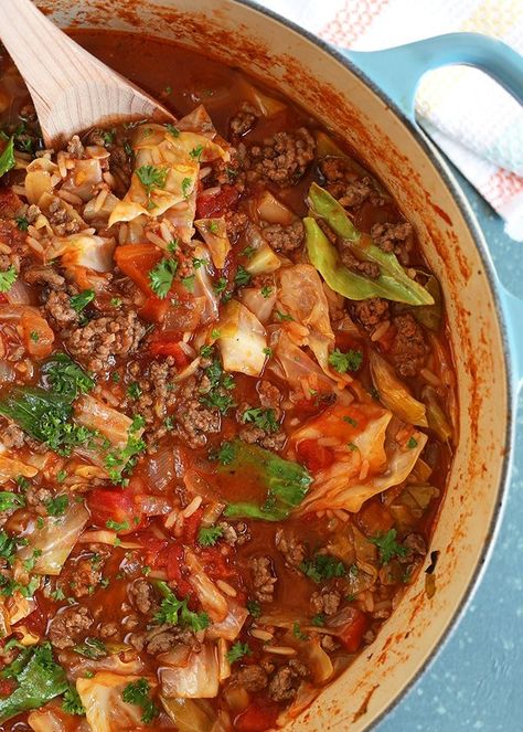 Super easy to make, this is the BEST Stuffed Cabbage Soup recipe ever made. Inspired by the authentic recipe for Stuffed Cabbage Rolls, this is on the table in now time and leftovers are freezer friendly. @suburbansoapbox #stuffedcabbage #soup #recipe #stuffedcabbagesoup #freezermeal Stuffed Cabbage Soup Recipe, Stuffed Cabbage Soup, Soup Cabbage, Cabbage Soup Recipe, Stuffed Cabbage Rolls, Unstuffed Cabbage, Cabbage Roll Soup, Stuffed Cabbage, Soup And Stew