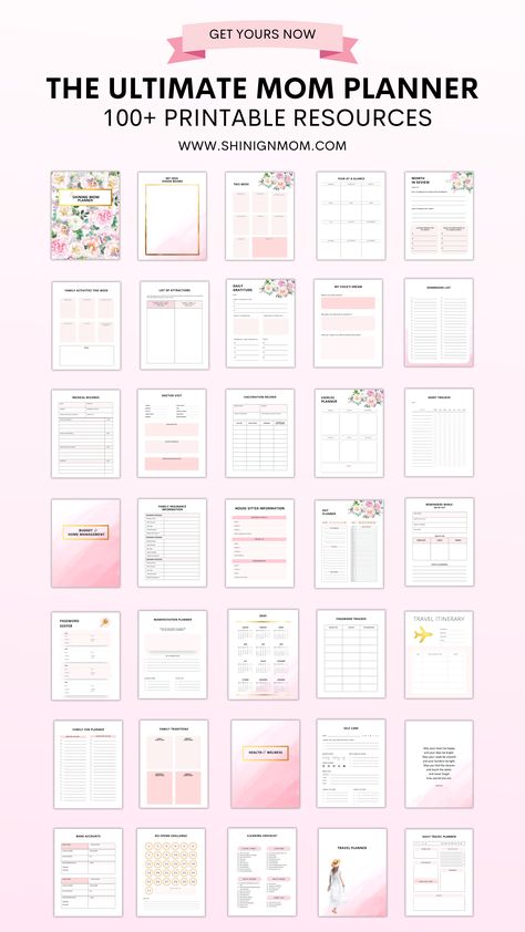 printable planner for moms Organisation, 2024 Life Planner, Busy Mom Planner Free Printable, Planner Organization Aesthetic, Life Binder Printables Free, Life Planner Ideas, Mom Planner Printables Free, New Mom Planner, Busy Mom Planner