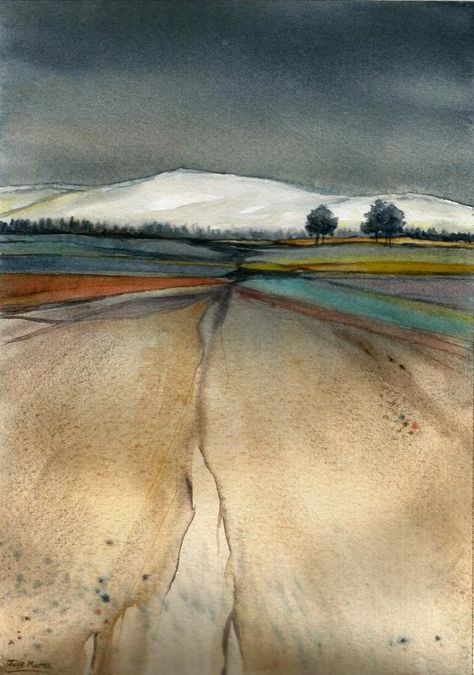 Landscape Paintings Step By Step, Abstract Landscape Painting Watercolor, Paintings Step By Step, Abstract Watercolor Tutorial, Julie Morris, Abstract Landscape Watercolor, Peisaj Abstract, Easy Landscape, Easy Landscape Paintings