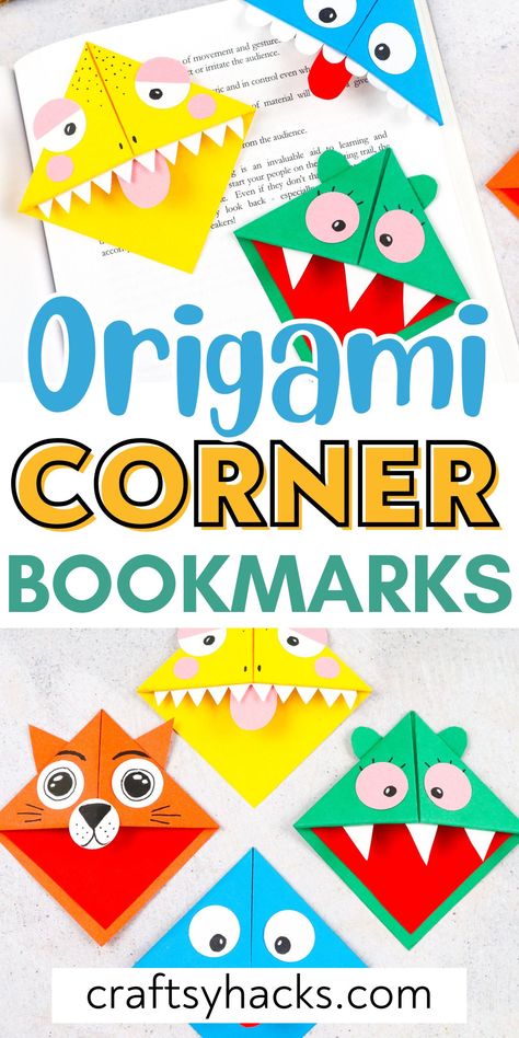 Add a touch of creativity to your reading with these adorable origami bookmarks! Perfect for book lovers, these is one of the most fun craft ideas to transform simple paper into functional and fun accessories. Explore our origami crafts and arts and crafts inspiration for your next project! Origami Useful Things, Origami Marque Page, Kids Bookmarks Diy, Crafts Middle School, Simple Bookmark Ideas, Bookmark Crafts For Kids, Paper Corner Bookmarks, Diy Bookmarks For Kids, Simple Origami For Kids