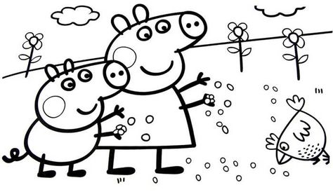 Peppa Pig Feeding Chickens Coloring Pages Heo Peppa, Pig Coloring Pages, Chicken Coloring Pages, Peppa Pig Colouring, Mom Coloring Pages, Peppa Pig Coloring Pages, Family Coloring Pages, Elephant Coloring Page, Cartoon Coloring