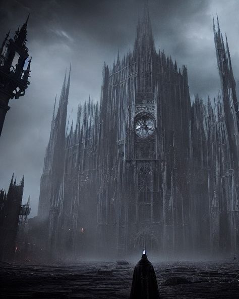 Bloodborne Architecture, Dark Cathedral Aesthetic, Webcomic Reference, Dark Castles, Dark Cathedral, Bloodborne Concept Art, Gothic City, Goth Architecture, Gothic Style Architecture