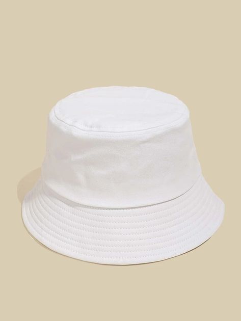 Plain Bucket Hat | SHEIN USA Cute Bucket Hats, Bucket Hat Fashion, White Bucket Hat, Bucket Hat Women, Chain Belts, Cute Hats, Shein Style, Trendy Fashion Women, First Order