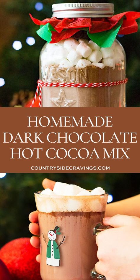 Dark Hot Chocolate Mix Recipe, Dark Chocolate Hot Cocoa Mix Recipe, Hot Chocolate Mix Recipes Dry, Dark Chocolate Hot Cocoa, Hot Cocoa Mix Recipe, The Best Hot Chocolate, Hot Chocolate Mix Recipe, Homemade Dark Chocolate, Homemade Dry Mixes