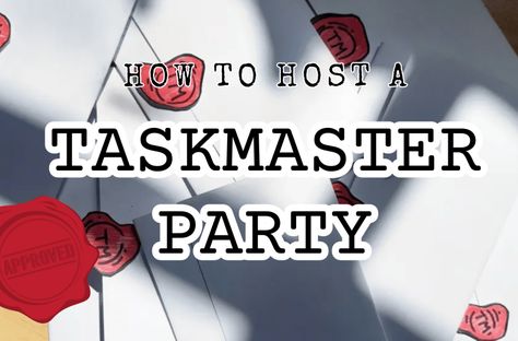 How to throw a Taskmaster themed party - The Escape RoomerThe Escape Roomer Taskmaster Games At Home, Taskmaster Party Games, Taskmaster Party Ideas, Task Master Games At Home, Taskmaster Ideas, Taskmaster Games, Taskmaster Party, Taskmaster Tasks, Task Master