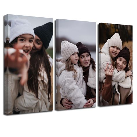 PRICES MAY VARY. 🎁3 PIECE CUSTOM PHOTO CANVAS PRINT: Customized Pictures help you record the most precious memories in your life, capture wedding memories, baby and childhood moments, special family moments, and more. 🎁PREMIUM QUALITY: We use advanced printing press to print your image on canvas, the printed canvas has vivid colors and clear patterns, and its texture is firm, comfortable touch and not easy to tear, can be stored for a long time. 🎁NOTE: This custom canvas prints is available i Canvas Prints On Wall Family Pictures, Canvas Picture Wall Ideas Living Room, Family Canvas Ideas, Canvas Photo Wall Ideas, Canvas Photo Collage, Family Photo Canvas, Family Photo Frame, Blur Picture, Canvas Photo Wall