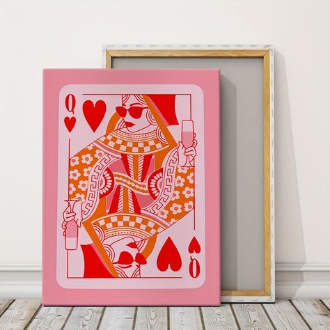 1pc Framed Preppy Canvas Print Poster, Pink Jack Queen Playing Cards Canvas Wall Art, Artwork Wall Painting For Bathroom Bedroom Office Living Room Wall Decor, Home Decoration https://share.temu.com/7qA0JYscinA via @shoptemu Temu Finds, Painting For Bathroom, Christmas Decorations Living Room, Living Room Wall Decor, Artwork Wall, Black And White Canvas, Home Decor Paintings, Painting Bathroom, Frames For Canvas Paintings