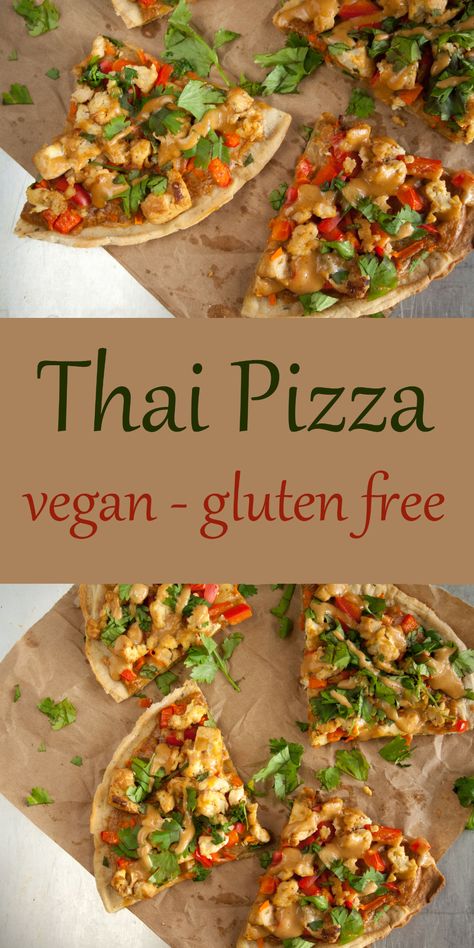 Vegan Gluten Free Pizza, Thai Pizza, Vegetarische Diners, Thai Spring Rolls, Crispy Pizza Crust, Vegan Pizza Recipe, Pizza Vegan, Crispy Pizza, Gluten Free Vegan Recipes