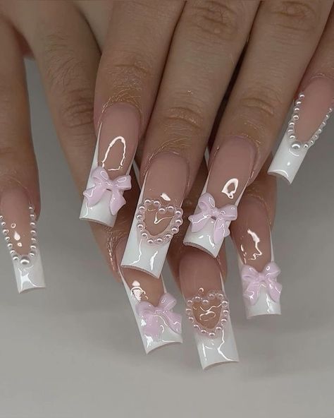 Nail Spring, Cute Pink Nails, Cute Simple Nails, Nagel Tips, Girly Acrylic Nails, Pretty Gel Nails, Long Square Acrylic Nails, Unique Acrylic Nails, Bling Acrylic Nails