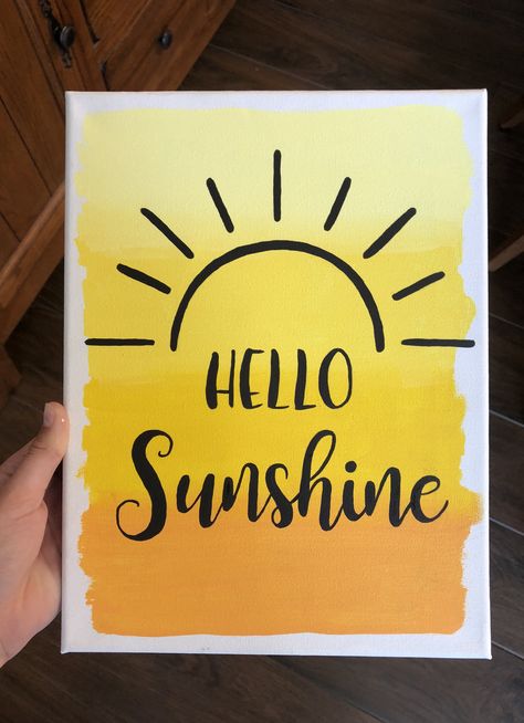 Hello Sunshine canvas painting Bedroom Art Painting, Canvas Painting Quotes, Big Books, Canvas Art Quotes, Small Canvas Paintings, Painting Canvases, Simple Canvas Paintings, Easy Canvas, Cute Canvas Paintings