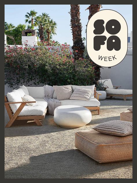 The Best Outdoor Sectional Furniture in 2023 | domino Outdoor Couch Decor, Small Patio Sectional Ideas, Small Outdoor Sectional Sofa, Comfy Outdoor Couch, Small Patio Couch, Modern Outdoor Sectional Sofa, Low Outdoor Seating, Comfortable Outdoor Seating, Outdoor Living Furniture Ideas