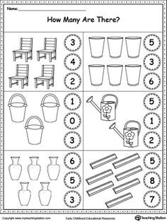 **FREE** Count the Objects in Each Group Worksheet. Practice counting and identifying numbers 2, 3, 4, 5, 6, and 7 with this printable worksheet. Identifying Numbers, Learn Numbers, Counting Worksheets, Preschool Math Worksheets, Worksheet For Kids, Counting Numbers, Numbers Kindergarten, Prek Math, Numbers Preschool