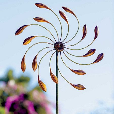 Metal Leaves Whirlygig Wind Spinner Copper Garden Stakes, Garden Metal Art, Copper Wind Spinners, Unique Yard Art, Kinetic Wind Spinners, Garden Wind Spinners, Metal Wind Spinners, Wal Art, Wind Sculptures