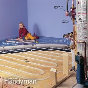 How Hydronic Radiant Floor Heating Works: If you want to add an addition but your furnace can't handle the additional load, think about installing hydronic radiant floor heating. This will make your addition a warm and cozy without upgrading your furnace. Hydronic Radiant Floor Heating, Radiant Heating System, Pex Plumbing, Floor Heating Systems, Geothermal Heating, Furnace Repair, Hydronic Heating, Floor Heating, Radiant Floor Heating