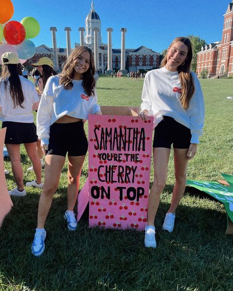 Berry Big Little Reveal, Cherry On Top Big Little Theme, Big Little Cherry Theme, Cherry Big Little Reveal, Big Lil Reveal Themes, Big Little Themes, Paddle Sorority Big, Comp Cheer, Paddle Sorority