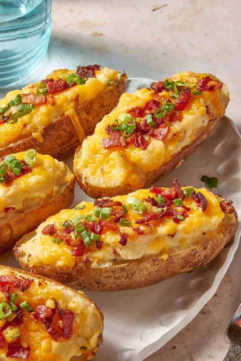 For Better Baked Potatoes, Cook Them Twice Veggie Stuffed Baked Potatoes, Beer Twice Baked Potatoes, Twiced Baked Potato Easy, Baked Potato Twice, Twice Bakes Potato’s, Baked Potato Recipes, Twice Baked Potatoes, Potato Skins, Simply Recipes