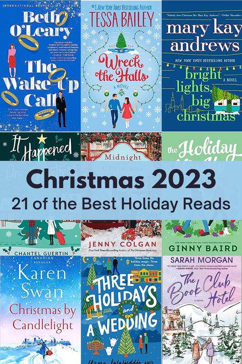 Grid image of nine holiday book covers with text overlay reading Christmas 2023 - 21 of the Best Holiday Reads. Christmas Reads For Adults, Books To Read During The Holidays, Christmas Books 2023, Christmas Book List, Best Christmas Books For Adults, Christmas Reading List, Holiday Books For Adults, Best Christmas Books For Women, Christmas Book Club Books