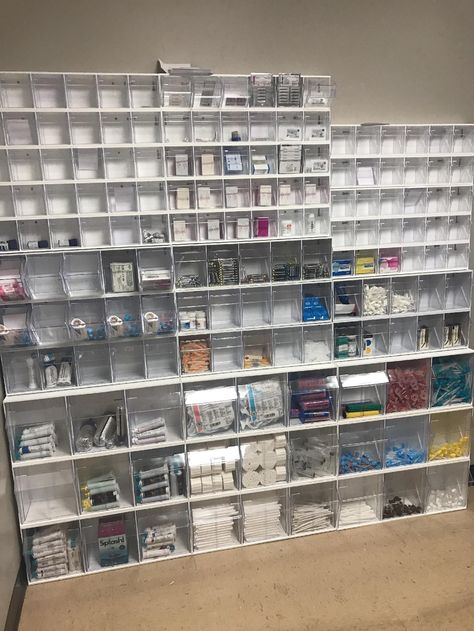 Ready, Set, Get Your Dental Supplies Organized with Tip Out Bins Dental Supply Organization, Medical Supply Organization, Pediatric Dental Office, Dentist Office Design, Dental Cabinet, Supply Room, Dental Office Design Interiors, Medication Storage, Office Organization At Work