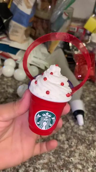 DIY coffee cup ornament from dollar tree items! #diyornaments #diy #or... | TikTok Coffee Cup Ornaments Diy, Diy Coffee Cup, Starbucks Crafts, Coffee Cups Diy, Diy Coffee, Ornaments Diy, Dollar Tree, Coffee Cup, Coffee Cups