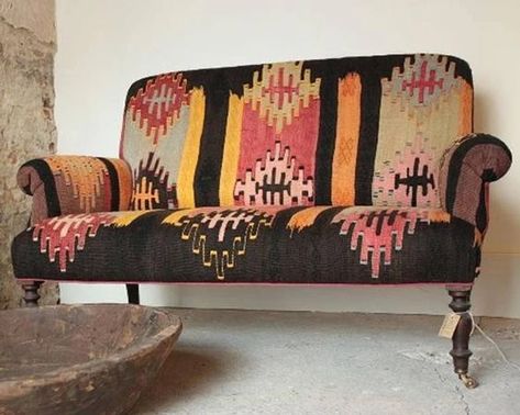 Juniper Home, Carpet Cover, Southwest Decor, Flat Woven Rug, Funky Furniture, Western Decor, Settee, Upholstered Furniture, Banquette