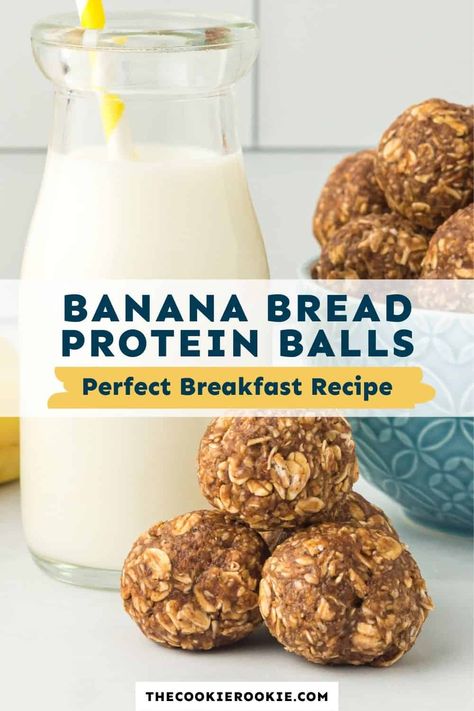 Banana Bread Protein Balls have the same warm and comforting flavors of banana bread. Made with protein powder, each bite is an energy boost! Chocolate Banana Protein Balls, Protein Balls Vanilla Protein Powder, Protein Powder Energy Balls, Recipes With Vanilla Protein Powder, Protein Powder Balls, Banana Energy Balls, Protein Balls With Protein Powder, High Protein Balls, Banana Protein Balls