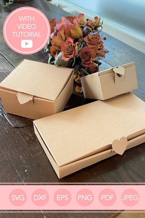 Make your own cut-out box using your cutter plotter. click on the link to downlaod. how to make paper boxes with your cricut, or other cutter plotter. Instant download, DIY heart box svg, paper box template, sustainable packaging svg, , heart popup box cutting file, cricut project, paper crafting, giftbox svg cricut maker, cricut explore, cutter plotter, Schachtel zum ausschneiden, Herz Verpackung selber machen, nachhaltige Verpackung, Pappkarton selber basteln, Vorlage mit video Tutorial Vinyl Box Diy, Cricut Packaging Box Templates, Box Svg Free Patterns, Cricut Box Templates Free, Box Template Maker, Cricut Patterns, Project Paper, Paper Box Template, Diy Heart