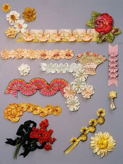 Fabric Embellishment, Pola Sulam, Ribbon Art, Vintage Ribbon, Ribbon Work, Silk Ribbon Embroidery, Ribbon Crafts, Fabric Ribbon, Embroidery Tutorials