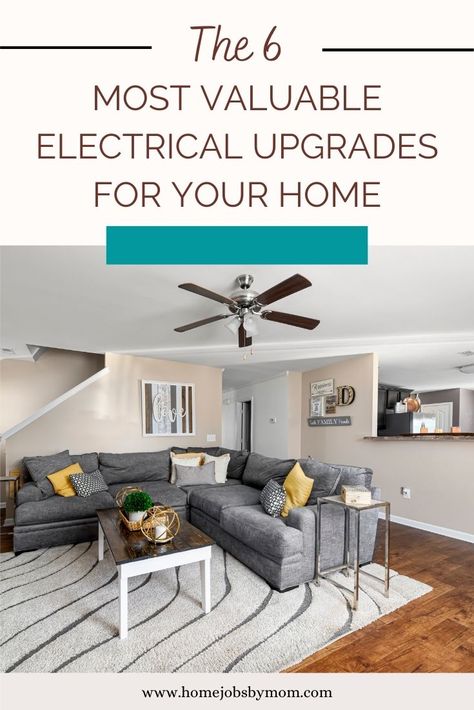 The 6 Most Valuable Electrical Upgrades for Your Home: Want to know how to make your home more valuable? Check out these six electrical upgrades that are sure to please! Read on to learn more. New Build Electrical Must Haves, Simple Ceiling Fan, Interior Tips, Solar Panel Installation, Energy Efficient Homes, Home Improvement Store, Mom Blogger, House Layouts, New Builds