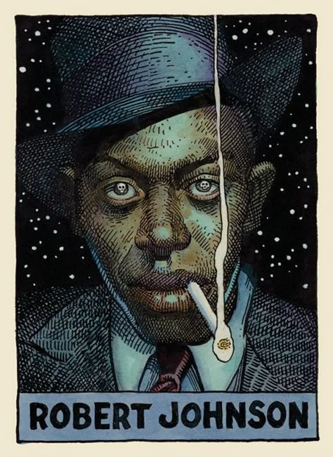 Artist of the Day: William Stout Robert Crumb Art, Arte Jazz, Robert Crumb, Robert Johnson, Delta Blues, Blues Musicians, Blues Artists, Musica Rock, Bd Comics